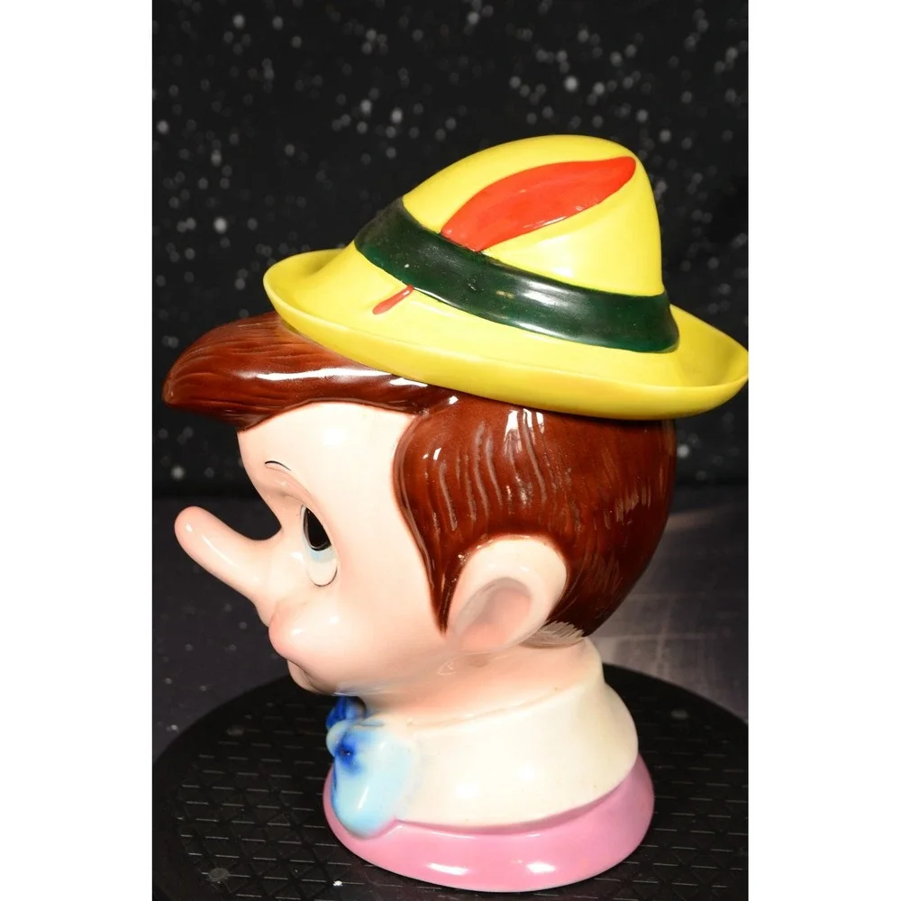 RARE Pinocchio Head Cookie Jar‎ Walt Disney Vintage Disneyana Collectible